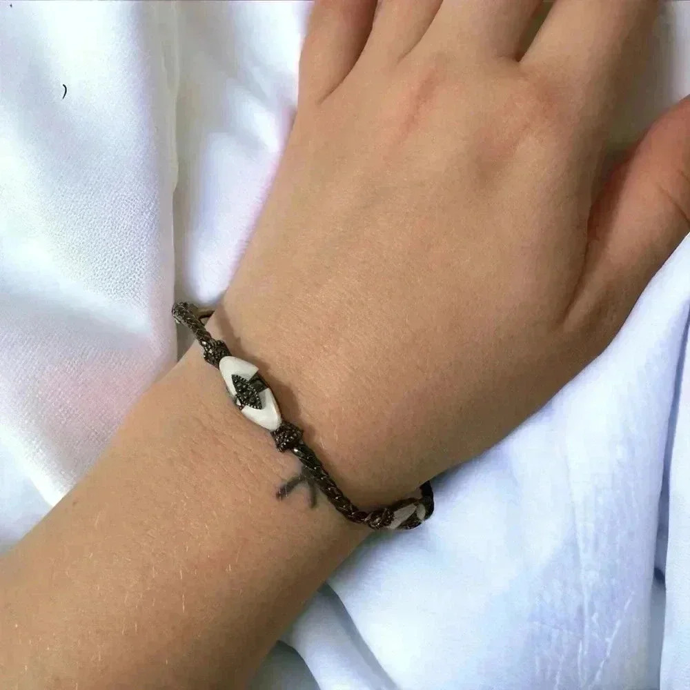 Vintage silver 925 marcasite & selenite bracelet goth Fairycore